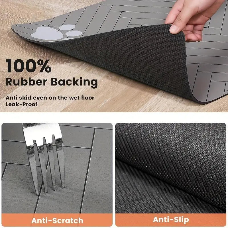Quick-Drying Absorbent Pet Feeding Mat for Dogs and Cats, Non-Slip Rubber Bottom, Dark Polyester Surface for Indoor Use thin cold lightweight blanket small large tiktokshopspringglowup SummerVibes petlovers