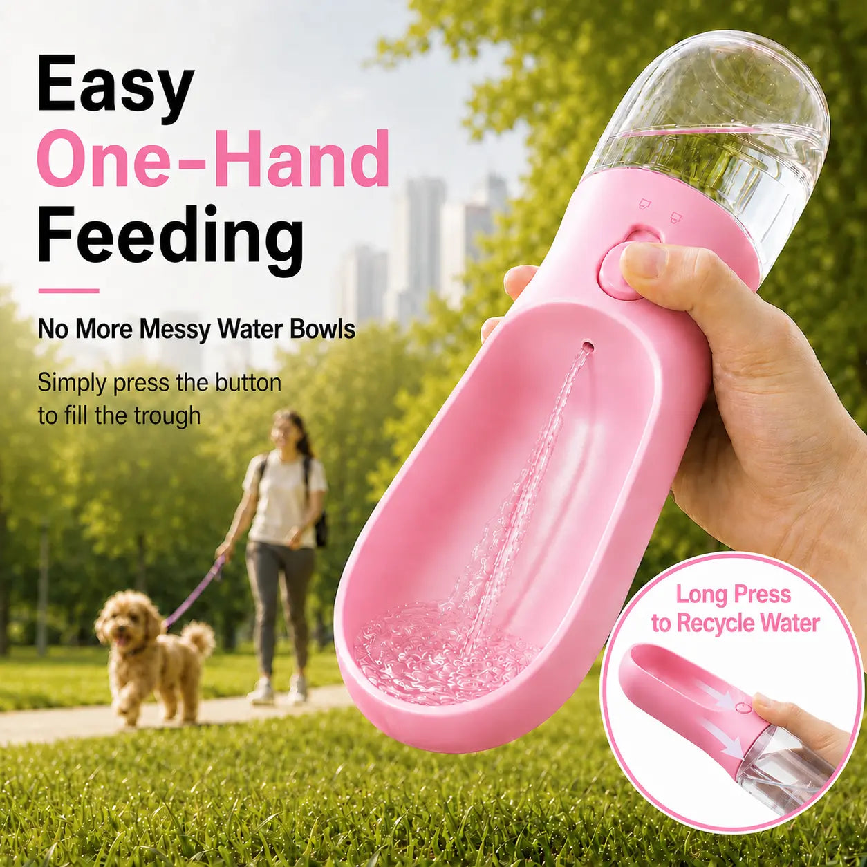 Dog Water Bottle with Food Container, Travel Puppy Water Bowl, Portable Pet Dispenser, Dog Stuff Accessories Items, Automatic Feeder Feeding, Puppy Essentials Necessities for Yorkie Chihuahua Cat Walking and Hiking summerwins