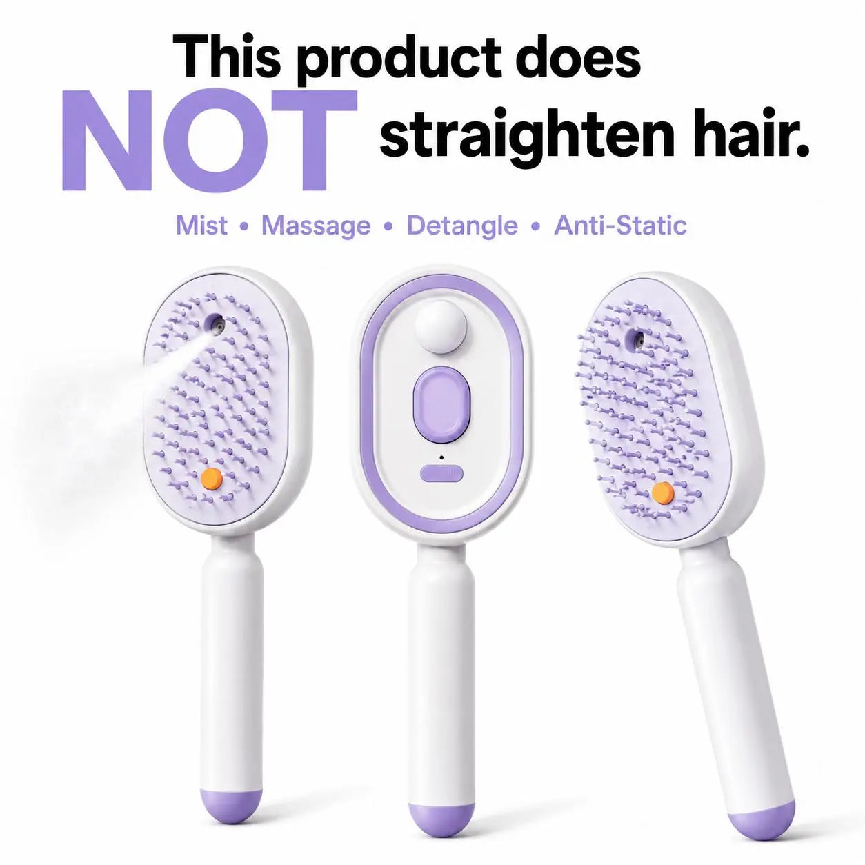 Electric Spray Air Cushion Massage Comb, Self-Cleaning Anti-Tangle Hair Brush, Anti-Static Volumizing Scalp Massage Brush for Dry Frizzy Hair Care, No Essential Oil Included