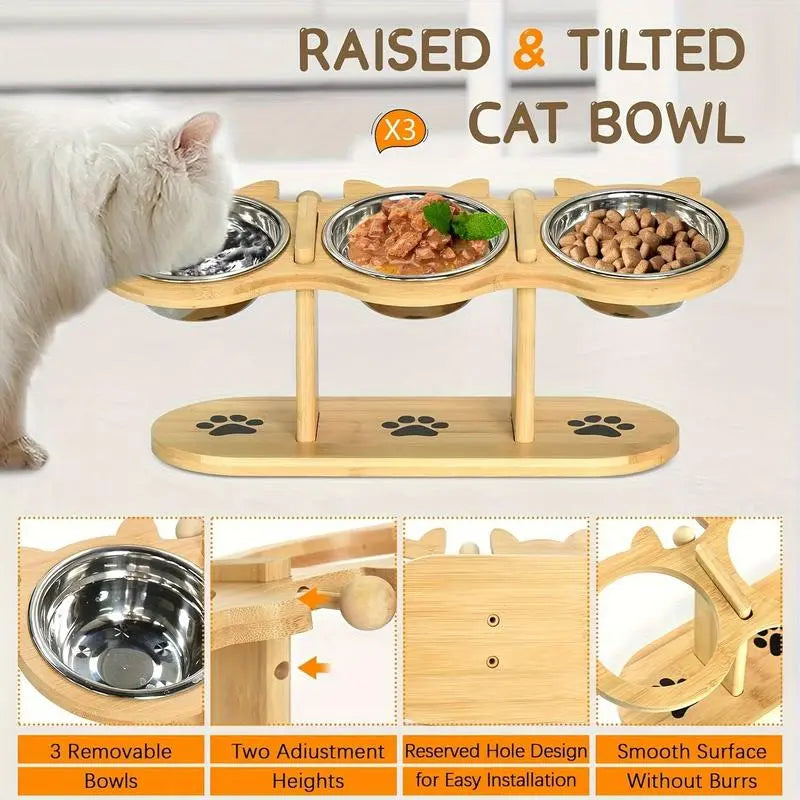 Multi-Layer Elevated Cat Feeder with Pet Food and Water Bowls, Includes 3 Stands, Easy-to-Assemble and Portable Design, Ideal for Multiple Cats tiktokshopspringglowup SummerVibes petlovers