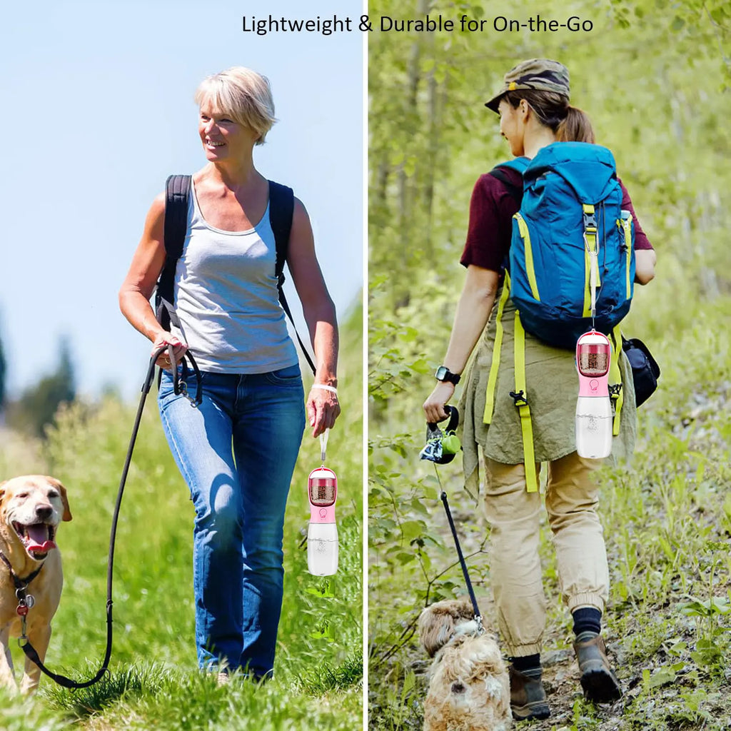 Dog Water Bottle with Food Container, Travel Puppy Water Bowl, Portable Pet Dispenser, Dog Stuff Accessories Items, Automatic Feeder Feeding, Puppy Essentials Necessities for Yorkie Chihuahua Cat Walking and Hiking summerwins