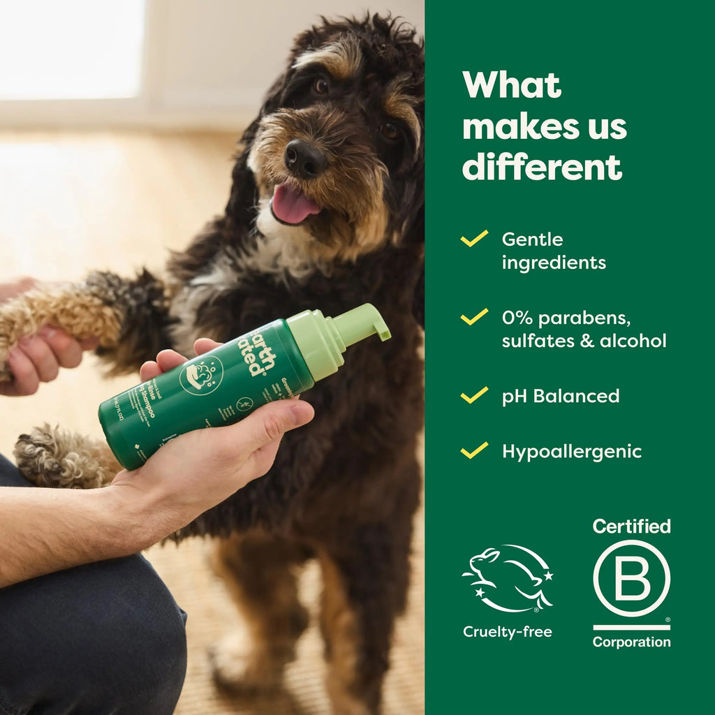 No-Rinse Dog Shampoo 7 oz - White Tea & Basil Scent, Convenient Waterless Formula for All Coat Types, Refreshing Scent Sold by Earth Rated