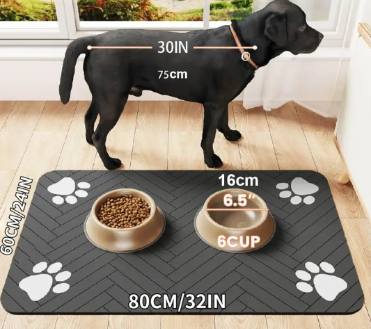 Quick-Drying Absorbent Pet Feeding Mat for Dogs and Cats, Non-Slip Rubber Bottom, Dark Polyester Surface for Indoor Use thin cold lightweight blanket small large tiktokshopspringglowup SummerVibes petlovers