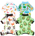 4-Piece Soft Dog & Cat Clothing, Breathable Sleepwear with Playful Avocado, Monkey, Dinosaur Animal Print, Universal-Fit Comfortable Pet Apparel Summervibes Petlovers Costume