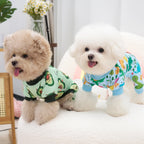 4-Piece Soft Dog & Cat Clothing, Breathable Sleepwear with Playful Avocado, Monkey, Dinosaur Animal Print, Universal-Fit Comfortable Pet Apparel Summervibes Petlovers Costume