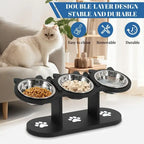 Multi-Layer Elevated Cat Feeder with Pet Food and Water Bowls, Includes 3 Stands, Easy-to-Assemble and Portable Design, Ideal for Multiple Cats tiktokshopspringglowup SummerVibes petlovers
