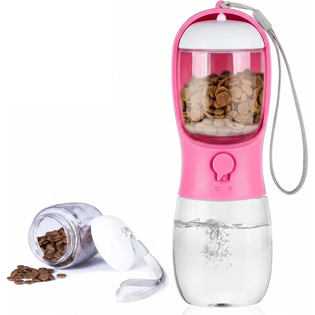 Dog Water Bottle with Food Container, Travel Puppy Water Bowl, Portable Pet Dispenser, Dog Stuff Accessories Items, Automatic Feeder Feeding, Puppy Essentials Necessities for Yorkie Chihuahua Cat Walking and Hiking summerwins